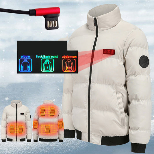 Outdoor Warm Heated Jacket Windproof Cotton Padded Clothes USB Heating Winter